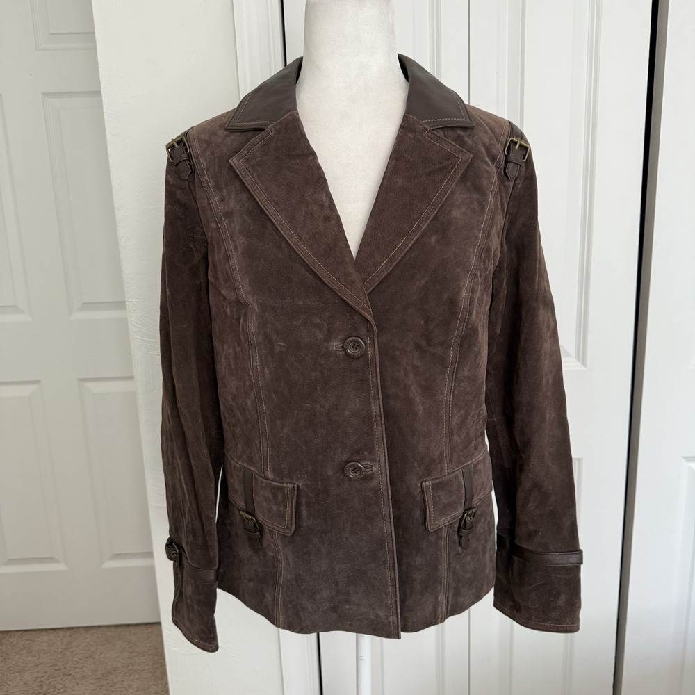 NWT Bradley Bayou Suede Moto Jacket- Brown w/Leather Accents- Gorgeous! Sz S